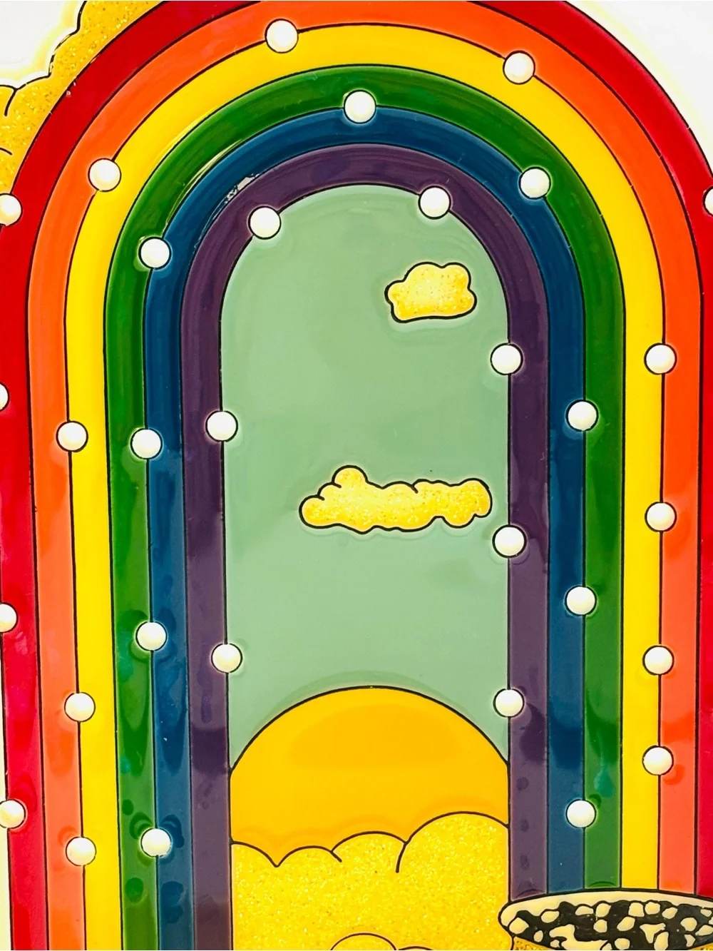 Vintage 1980s Rainbow Pot of Gold Acrylic Earring Tree Holder Organizer